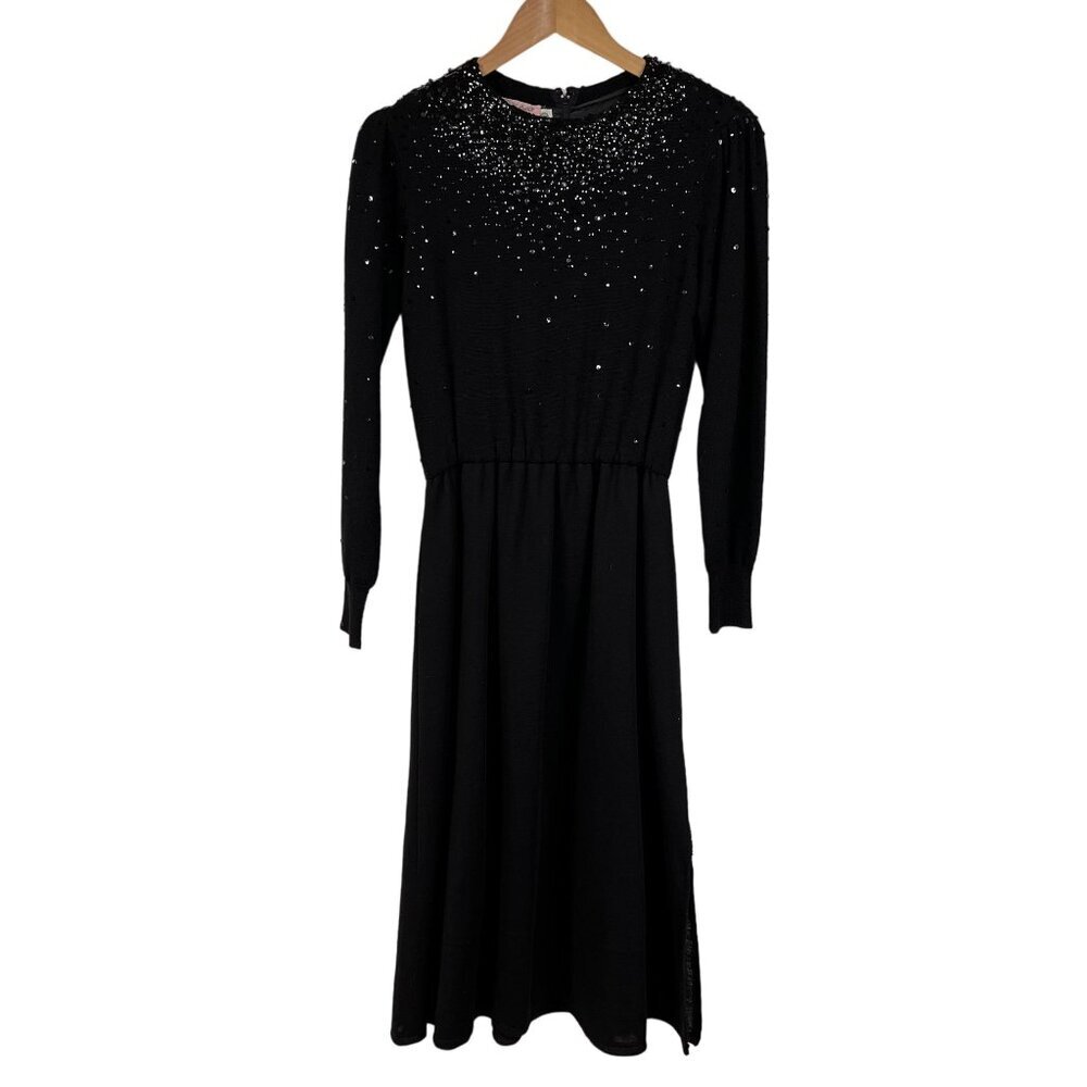 Vintage Dorothy Bullitt Ardmoreβ Wool Sequin Black Sweater Dress Size Small
